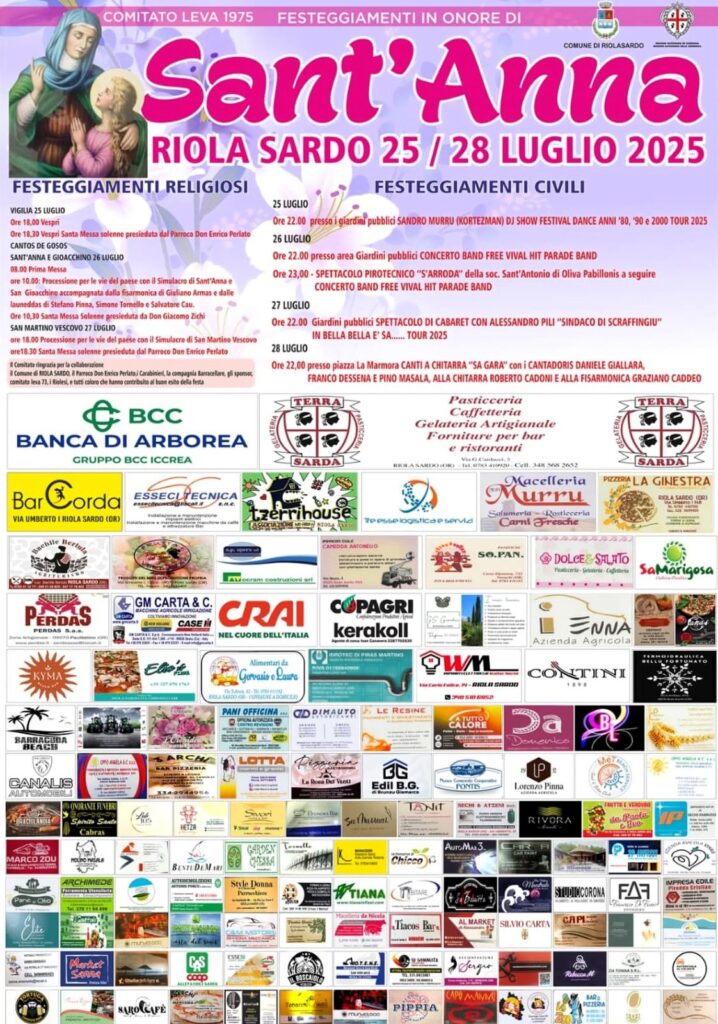 Programma festa Sant'Anna Riola Sardo 2025